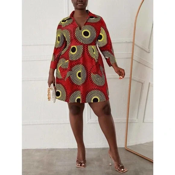 Geo Print Mini Dress- Size 4XL - Picture 4 of 6